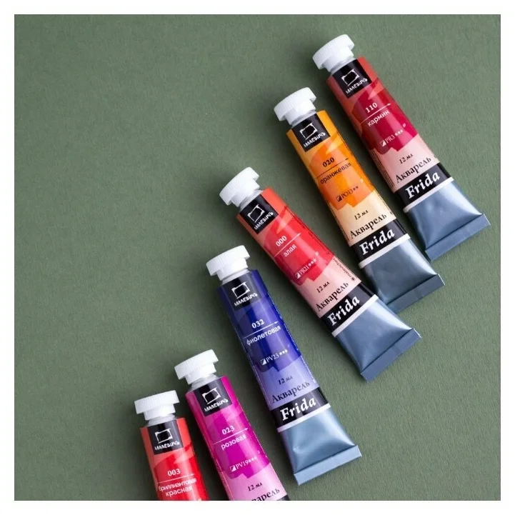 Набор акварели Малевичъ Frida, Red berries, 6 цветов по 12 мл